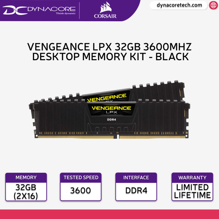 DYNACORE - Corsair Vengeance LPX 32GB (2 X 16GB) DDR4 3600MHz C18 1.35V  Desktop Memory Kit - Black - CMK32GX4M2D3600C18 | Lazada Singapore