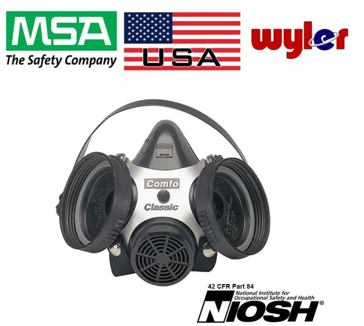 MSA Hycar Respirator Comfo Half Mask Respirator + 2 PCS GMA Organic ...