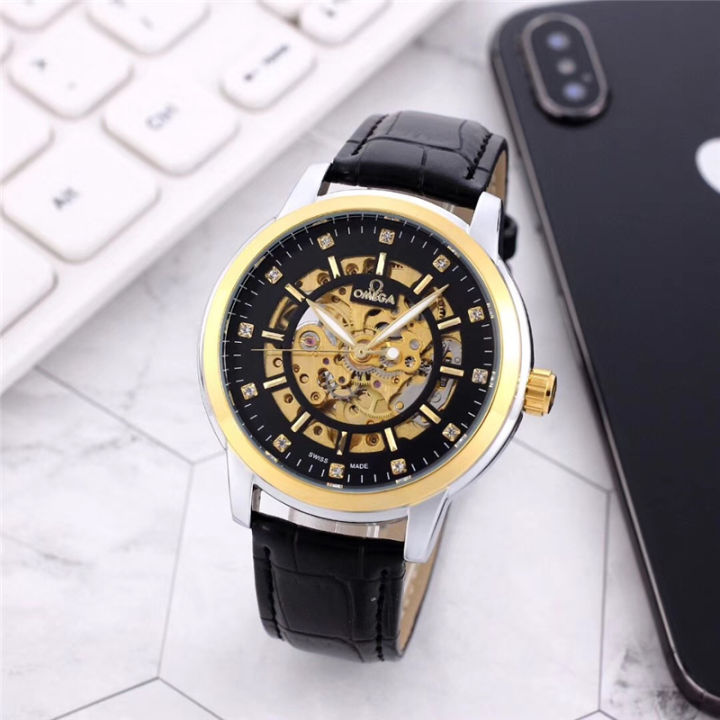 omegawatch-นาฬิกาหนังแท้ของผู้ชาย-s-นาฬิกาข้อมือกลไกธุรกิจผู้ชายสบายๆนาฬิกา-disc-นาฬิกาแฟชั่น