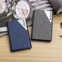 Personalized Card Holder Business Card ID Credit Women Men Fashion Metal Card Case PU Leather Gift Engrave Stainless Steel Box