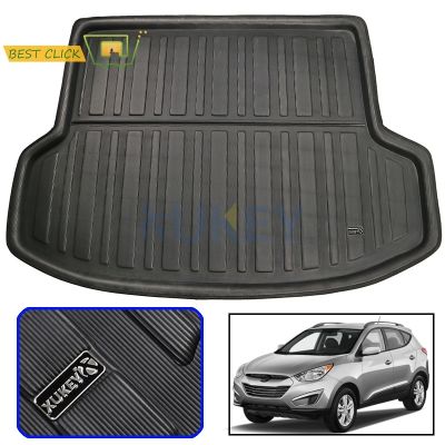 แผ่นที่รองเท้าสัมภาระท้ายรถแผ่นกันโคลนพรมสำหรับรถยนต์สำหรับ Hyundai Tucson IX35 2010 2011 2012 2013 2014 2015