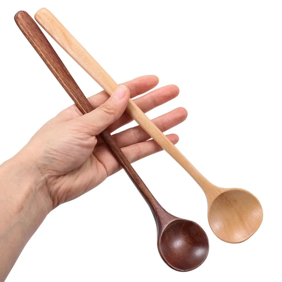  heiyun Korean Style Mixing Natural Wood Wooden Round Tableware  Soup Spoon Cooking Supplies Spoons Kitchen Utensil : Home & Kitchen