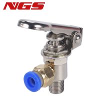 Exhaust valve 3 Way M5 Female 1/8 quot; Male Thread Button Switch TV 3P Air Pneumatic Mechanical Valve w Fiittings