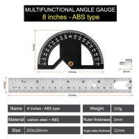 8/10นิ้ว Abs Protractor การวัดขอบไม้ฉากเครื่องหมายไม้บรรทัดเมตริก Inchs มาตรวัดมุมคู่