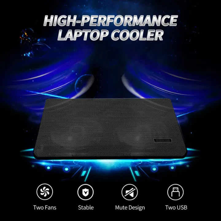 Laptop Cooler Pad Double Fan Cooler with Two USB Ports Support for