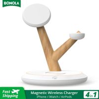 Bonola Magnetic Wireless Charger 4 In 1สำหรับ iPhone 13 12 Pro Max Wireless Charging Station สำหรับ Apple Watch 7 6/Airpods 3