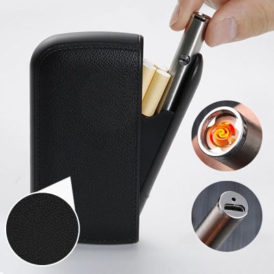 ZZOOI Leather Case Box With Portable USB Charging Lighter Tungsten Wire Coil Plasma Arc Electronic Lighter For Men Gifts