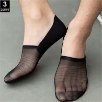 6 Pcs=3 Pairs Transparent Skin Socks for Men Seamless Mesh No Show Socks Business Silicone Non-slip Sock Slippers Socks Tights