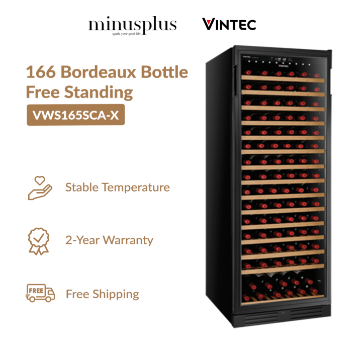 Vintec Black Glass Door Wine Storage 166 Bottles Capacity with