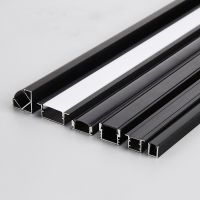 Black Led Aluminum Profile U/W/V With Milky PC Cover kitchen Cabinet Closet Lamp LED Strip Shelf Light Channel Holder Diffuser Ceiling Lights