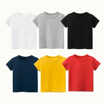 Kids Short Sleeve Crop Top Girls Plain Stretchy Summer Basic T-Shirt 3-13  Years
