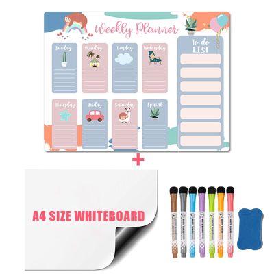 Magnetic Weekly Planner Calendar 2021 Fridge Magnet Stickers Soft Whiteboard for Wall Kids Message Drawing Memo Erasable Markers