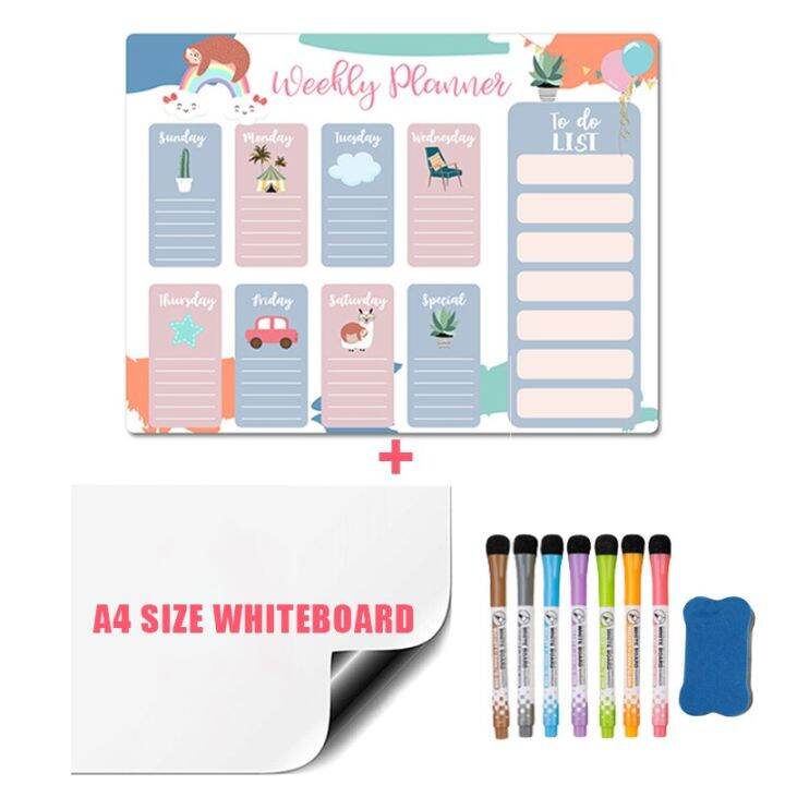 weekly-planner-calendar-2021-magnetic-fridge-magnet-stickers-soft-whiteboard-for-wall-kids-message-drawing-memo-erasable-markers