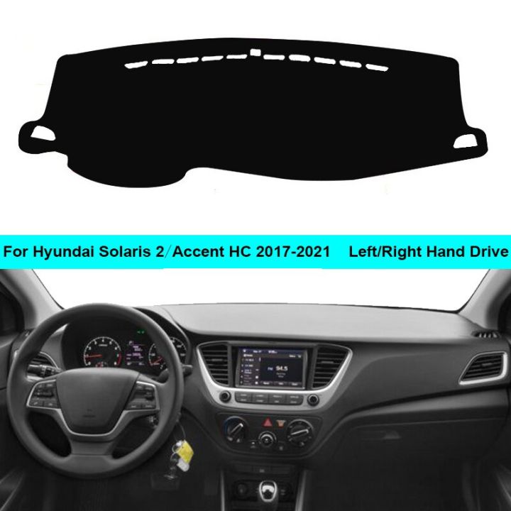 พรมฝาปิดแผงควบคุมรถยนต์สำหรับ-hyundai-accent-hc-solaris-2-2017-2018-2019-2020-2021รถพวงมาลัยซ้ายรถพวงมาลัยขวาแผ่นหุ้มกันรอย