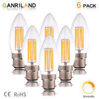 GANRILAND หลอดไฟ LED B22 220โวลต์6วัตต์ C35 LED Dimmable เส้นใยเทียนหลอดไฟเชิงเทียน2700พัน6000พัน60วัตต์เทียบเท่าหลอดไส้