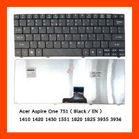 Keyboard Acer Aspire One 751 Black US คีย์บอร์ด แป้นพิมพ์ แป้นอังกฤษ ฟรีสติกเกอร์ ไทย-อังกฤษ