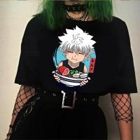 Killua Zoldyckเสื้อกินราเมนที่ชื่นชอบอาหารก๋วยเตี๋ยวHunter X Hunterเสื้อยืดคนรักอะนิเมะแขนสั้นเสื้อยืด S-5XL