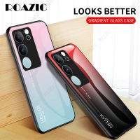 ROAZIC เคสสำหรับ VIVO V29 5G /Vivo S17 Pro 5G เคสไล่เฉดสีหลากสีหลังเป็นกระจกแข็งนิรภัยขอบนุ่มเคสใส่โทรศัพท์