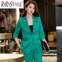 RYRYSTYLE 2023ใหม่กางเกงสูทมืออาชีพแขนยาวปานกลางสำหรับผู้หญิงเสื้อสูท9718สำหรับสัมภาษณ์