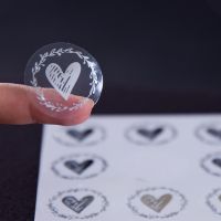 200pcs Heart Envelope Seals Clear Bronzing Heart Stickers Round Sealing Sticker for Party Favor Wedding Invitation Card 3.2cm