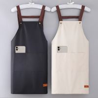 ❀ Ready Stock H-type cheap apron chef apron kitchen waterproof apron coffee shop restaurant work clothes men and women Korean thin apron can print logo PVC waterproof apron