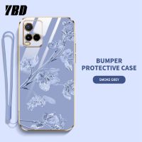 YBDเคสสำหรับโทรศัพท์ดีไซน์ใหม่ Vivo Y33S Y33T Y21 2021 Y21S Y21A Y21E Y21T เคสคุณภาพสูงสไตล์หรูหรา Bauhinia ฝาหลังลายดอกไม้กับฟรีสายคล้อง