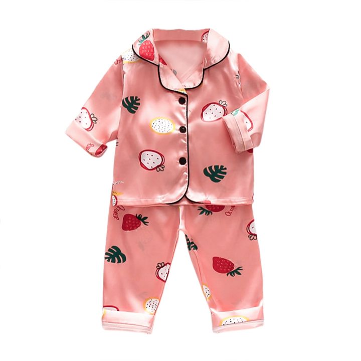 childrens-pajamas-set-toddler-boys-girls-ice-silk-satin-solid-color-top-pants-set-baby-suit-kid-clothes-home-wear-kid-pajamas