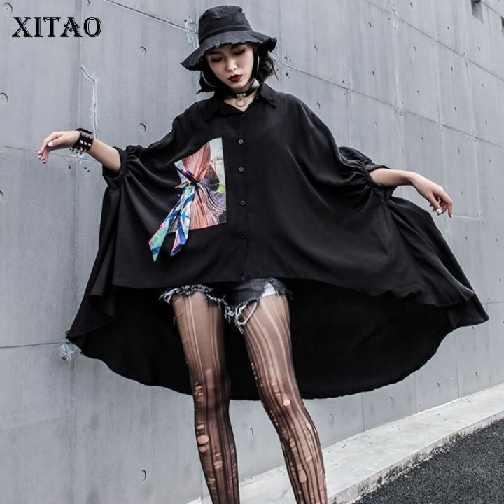xitao-shirt-casual-women-irregular-long-print-shirt