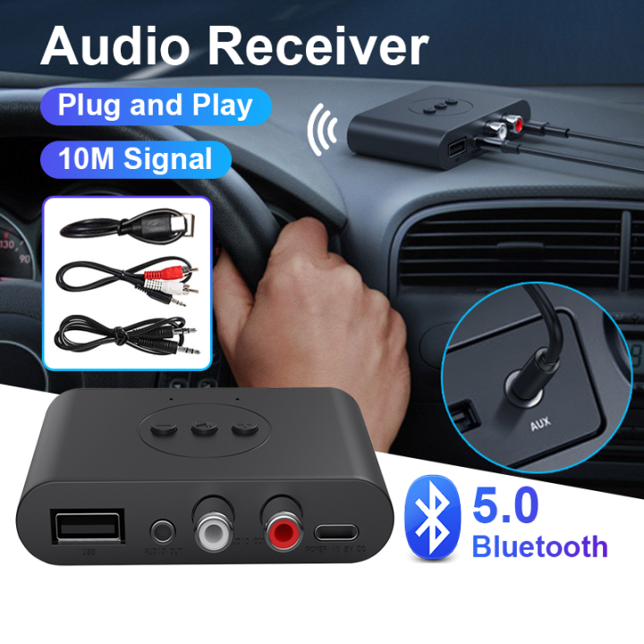 USB Bluetooth 5.2 Audio Receiver NFC U Disk RCA 3.5mm AUX Car Kit
