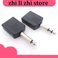 zhilizhi Store 6.35mm male to 6.35 Dual female 6.5mm 1/4" Mono Stereo Audio Jack Plug Adapter Microphone connector Y Splitter Converter