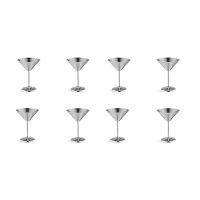 Stainless Steel Martini Glasses Set of 8, 8 Oz Metal Cocktail Glasses, Unbreakable, Durable, Mirror Polished Finish