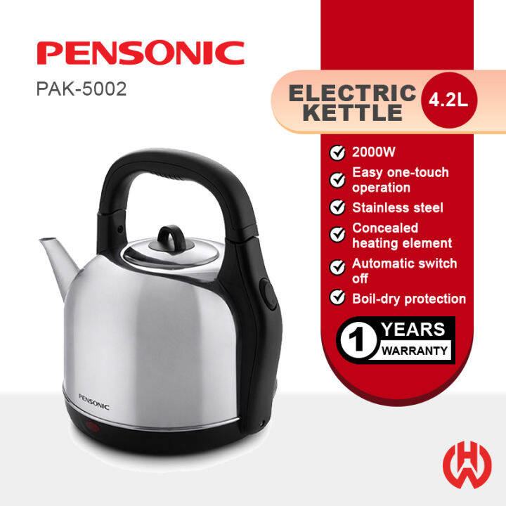 PENSONIC 2000W STAINLESS STEEL CONCEALED ELEMENT 4.2L ELECTRIC KETTLE