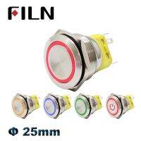 25mm Metal Push Button Switch LED power mark locking Latching Self-reset Momentary 1NO 1NC red blue yellow green white