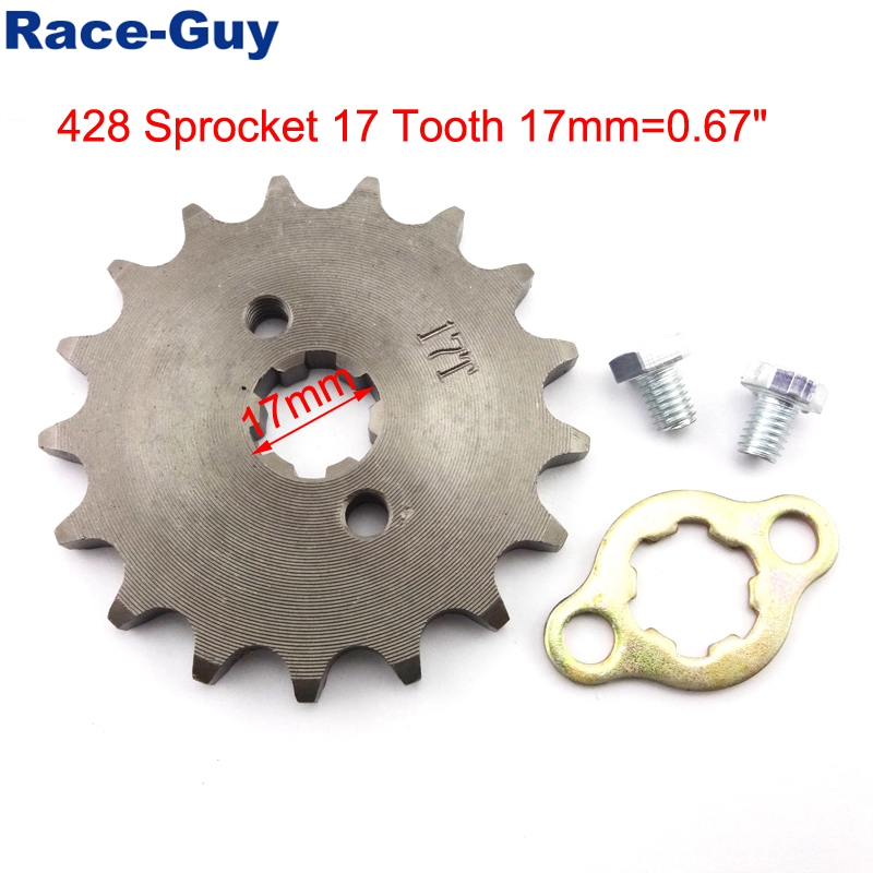 Race-Guy 428 13 Tooth 17mm Front Chain Sprocket Gear for 50cc 70cc 90cc 110cc 125cc 140cc 150cc 160cc Engine ATV Quad Pit Dirt Trail Bike