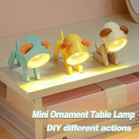Cute Lamp Ins Folding Mini Led Table Light Creative Dog Shape Night Light Desktop Ornament DIY Desk Lamp for Living Room Bedroom Christmas Gift