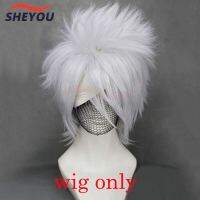 2023 Korean Hatake Kakashi Short Silver White Layered Heat Resistant Hair Cosplay Costume Wig