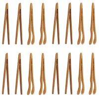 16Pcs Bamboo Toaster Tongs - 7 Inch Reusable Wood Cooking Tongs -Kitchen Utensil for Cheese Bacon Muffin Fruits Bread