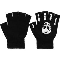 Warm Knitting Gloves Men Women Cycling Non-Slip Wrist Gloves Workout Half Fingers Mittens Skeleton Head Gripper Print Gloves