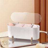 Dustproof cosmetic cotton storage box with cover Cotton swab makeup remover cotton Beauty egg desktop lattice finishing box