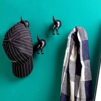 ABS Plastic Dog Tail Hook Creative Bathroom Towel Hook Perforation free Wall Storage Coat Hook Home Use Hanger