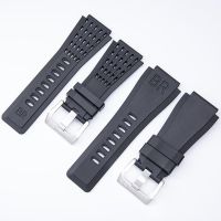 Suitable For Substitute Bell Ross PU Silicone Sweat-Proof Men Watch Strap Accessories BR01 Dedicated Black 34 x 24mm