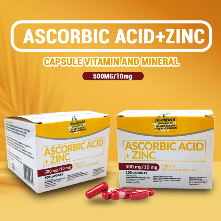 Ascorbic Acid Zinc Capsule 500mg 10mg 100 Capsules Immunity Booster Lazada Ph