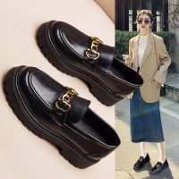 ㍿﹊ British style with skirt and small leather shoes womens 2022 autumn new Japanese style muffin bottom loafers fashion all-match single shoes