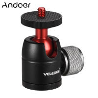 VELEDGE Mini ขาตั้งกล้อง Ball Head Adapter Ballhead Alumimun Alloy 360องศาหมุน1/4นิ้วสกรู1/4 &amp; 3/8นิ้วรูสกรู