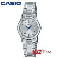 Casio นาฬิกาข้อมือผู้หญิง สแตนเลสแท้ รุ่น LTP-V002D-7B3UDF  (เรือนเหล็ก/หน้าปัดเงินโรมัน)