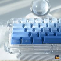 Transparent Keycap Fog Blue Gradient Keycaps OEM Profile Backlit PBT Dye-SUB Side/Top Print Keycaps For GK61 68 87 104 Keyboards