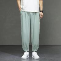 GISU MALL-Mens Summer Thin Ice Silk Pants Korean Style Casual Pants Loose Sweatpants