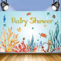 Baby Shower Backdrop ถ่ายภาพโลกใต้น้ำ Baby Shower Party ตกแต่งแบนเนอร์พื้นหลัง5X3ft