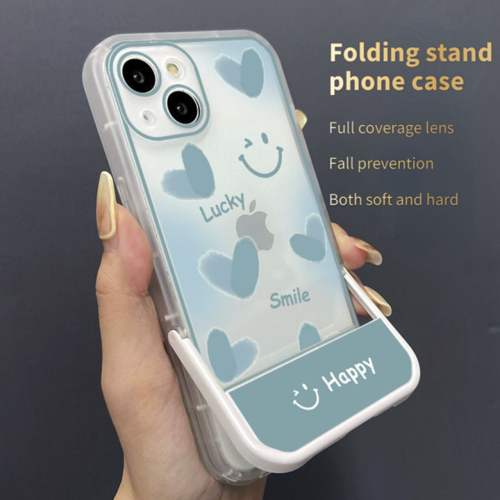 เคสสำหรับ-vivo-โทรศัพท์แบบตั้งได้-huawei-apple-14pro-13promax-ขาตั้งพับได้ใบหน้ายิ้มแย้มสำหรับป้องกันการตกหล่น