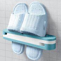 Folding 3 In 1 Shoes Rack Bathroom Wall Mounted Towel Storage Shelf Door Hanging Foldable Sandals Holder Household Organizer Bathroom Counter Storage